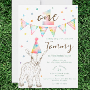 Invitación de cumpleaños de fiesta Animal   Goat &