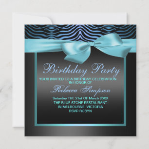 Invitación de cumpleaños de fiesta azul y negro co