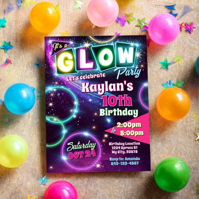 Invitación de cumpleaños de fiesta brillante (Subido por el creador)