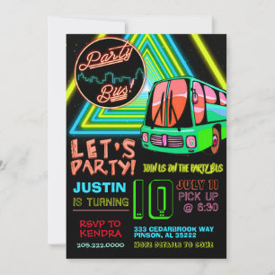Invitación de cumpleaños de fiesta Bus