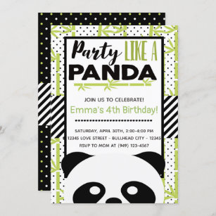 Invitación de cumpleaños de fiesta como panda