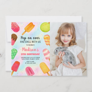 Invitación de cumpleaños de Fiesta Cute Popsicle