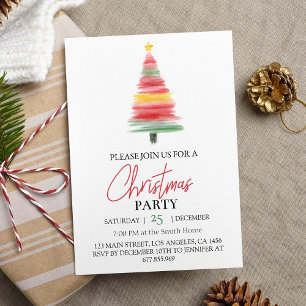 Invitación de cumpleaños de Fiesta de árbol de Nav