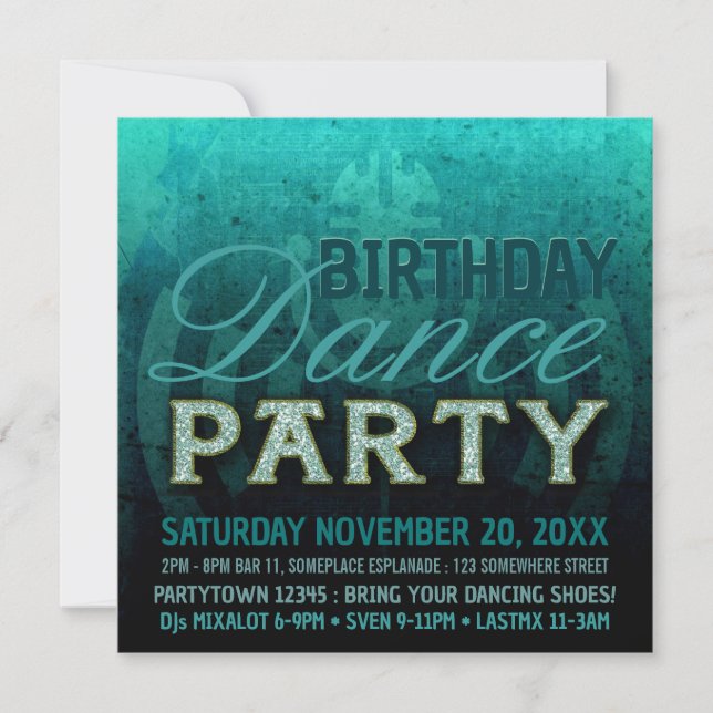 Invitación de cumpleaños de Fiesta de baile Electr (Anverso)