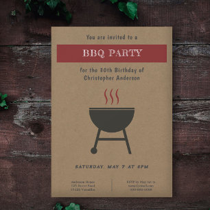 Invitación de cumpleaños de Fiesta de barbacoa Kra