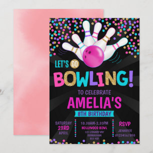 Invitación de cumpleaños de Fiesta de boliche