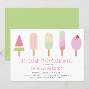 Invitación de cumpleaños de Fiesta de crema de hie