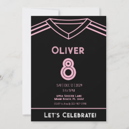 Invitación de cumpleaños de Fiesta de fútbol rosa 