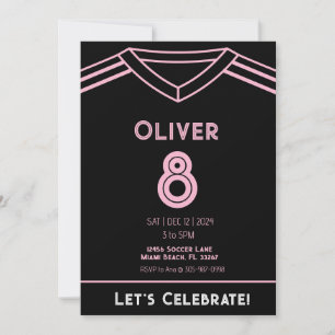 Invitación de cumpleaños de Fiesta de fútbol rosa 