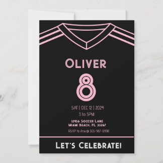 Invitación de cumpleaños de Fiesta de fútbol rosa