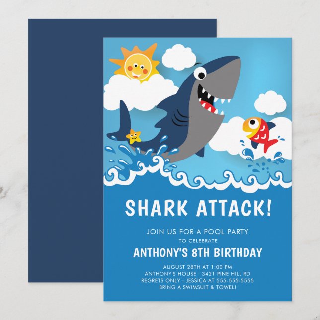 Invitación de cumpleaños de Fiesta de grupo de ata (Anverso / Reverso)