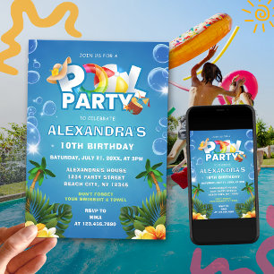 Invitación de cumpleaños de Fiesta de grupo editab