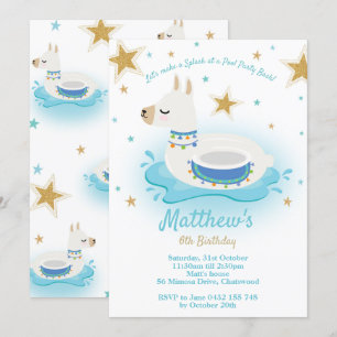 Invitación de cumpleaños de Fiesta de grupo Llama