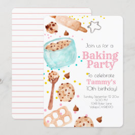 Invitación de cumpleaños de fiesta de hornear lind