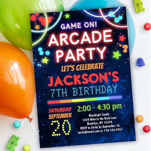 Invitación de cumpleaños de Fiesta de juegos en ar