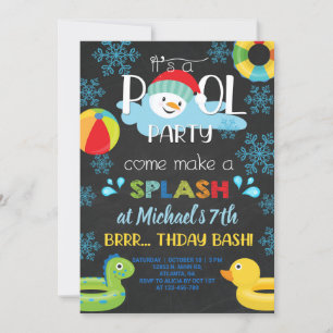 Invitación de cumpleaños de fiesta de la piscina c