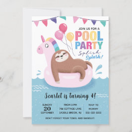 Invitación de cumpleaños de Fiesta de la piscina d