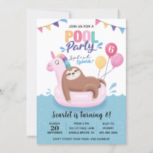 Invitación de cumpleaños de Fiesta de la piscina d