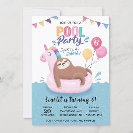 Invitación de cumpleaños de Fiesta de la piscina d