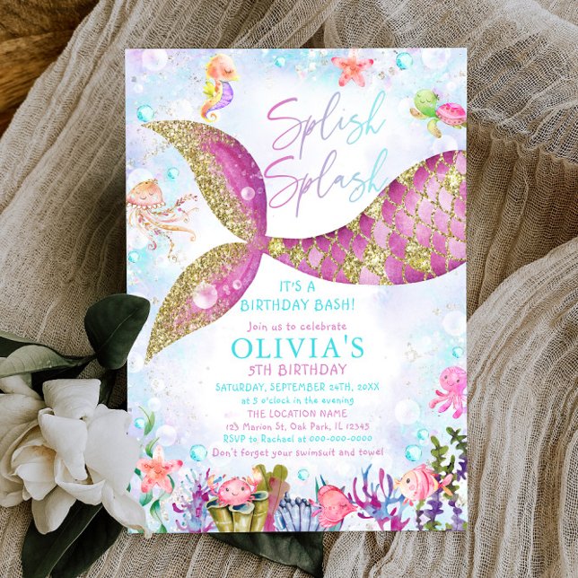 Invitación de cumpleaños de Fiesta de la piscina d (Subido por el creador)