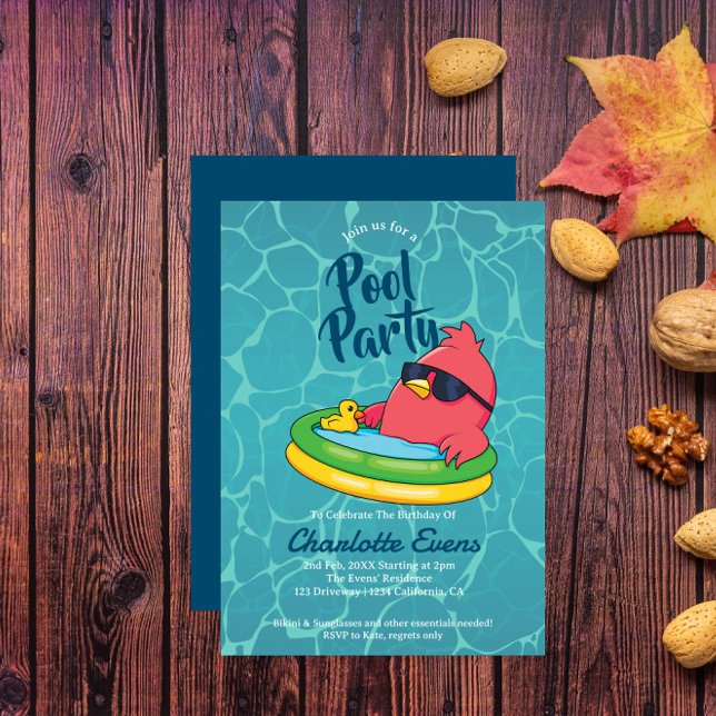 Invitación de cumpleaños de Fiesta de la piscina d (Subido por el creador)