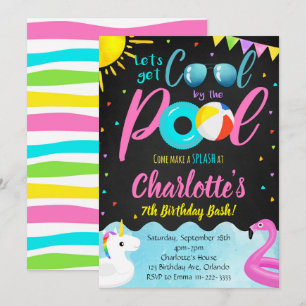 Invitación de cumpleaños de Fiesta de la piscina d