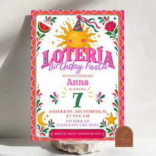 Invitación de cumpleaños de fiesta de Loteria para
