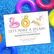 Invitación de cumpleaños de Fiesta de piscina flot
