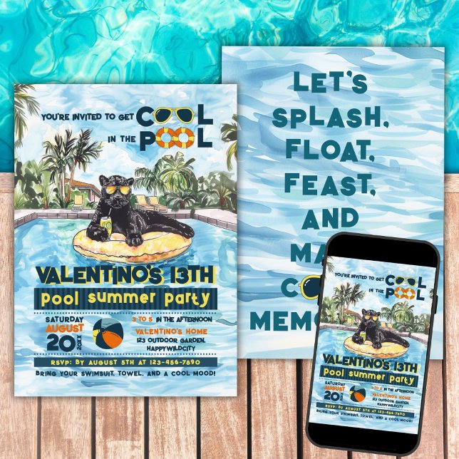 Invitación de cumpleaños de Fiesta de Piscina Salv (Subido por el creador)