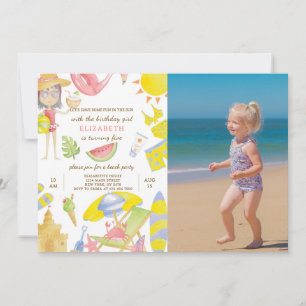 Invitación de cumpleaños de Fiesta de playa con fo