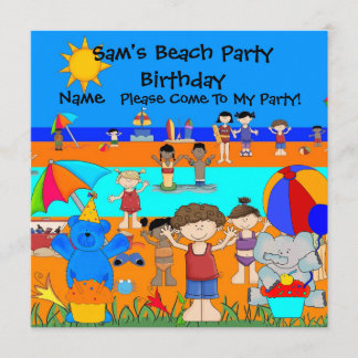 Invitación de cumpleaños de fiesta de playa para n