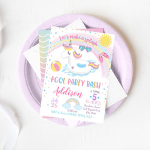 Invitación de cumpleaños de Fiesta de Pool de Unic