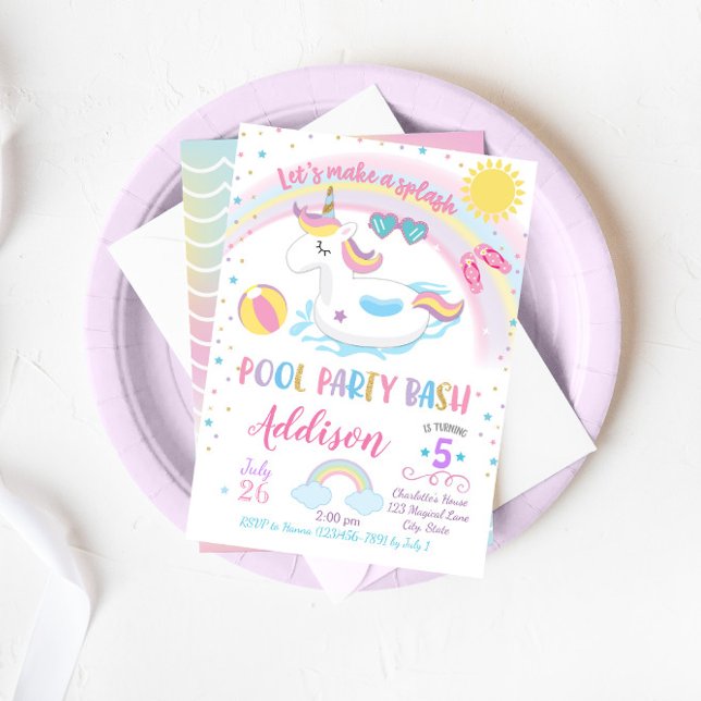 Invitación de cumpleaños de Fiesta de Pool de Unic (Subido por el creador)