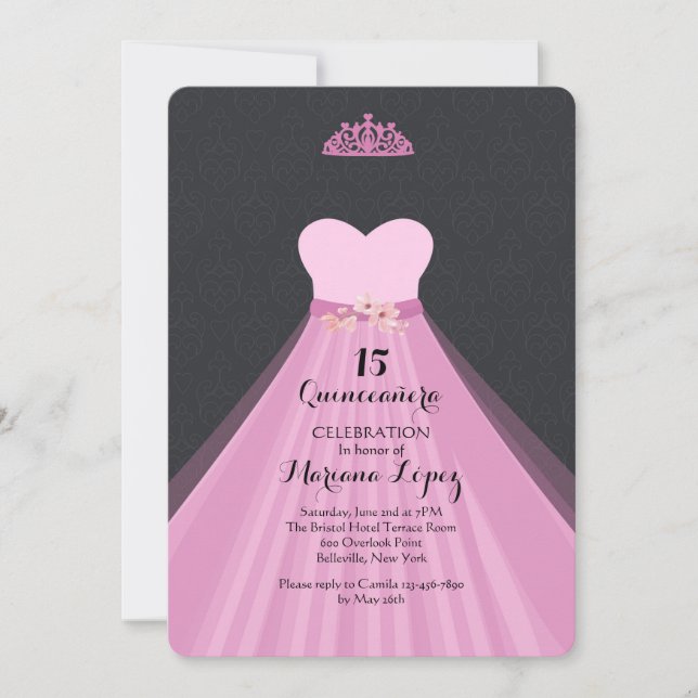 Invitación de Cumpleaños de Fiesta de Quinceañera (Anverso)