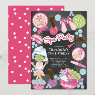 Invitación de cumpleaños de Fiesta de spa Cute