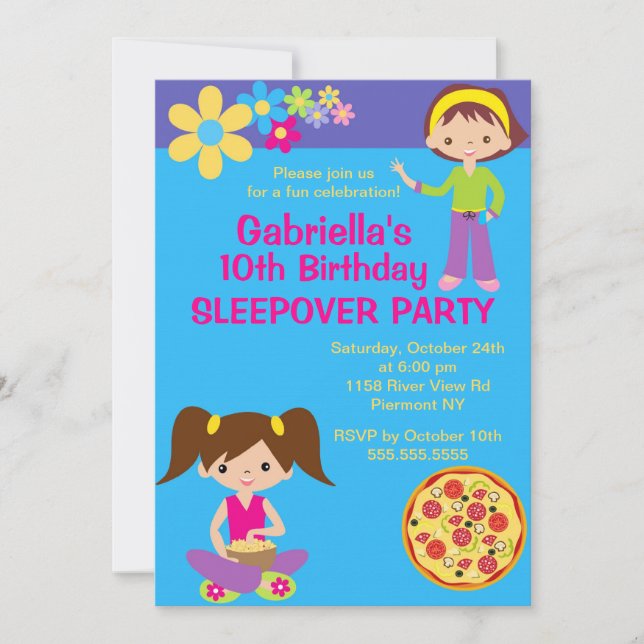 Invitación de cumpleaños de Fiesta de sueño (Anverso)