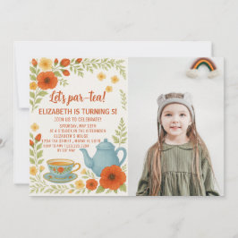 Invitación de cumpleaños de Fiesta de té con elega