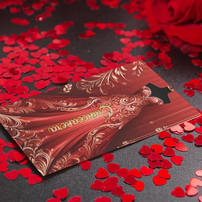 Invitación de cumpleaños de fiesta de vestido rojo (Subido por el creador)