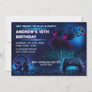 Invitación de Cumpleaños de Fiesta de Videojuegos 