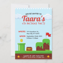 Invitación de cumpleaños de fiesta de videojuegos