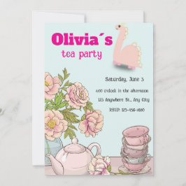 Invitación de cumpleaños de Fiesta Dino Tea a Chic