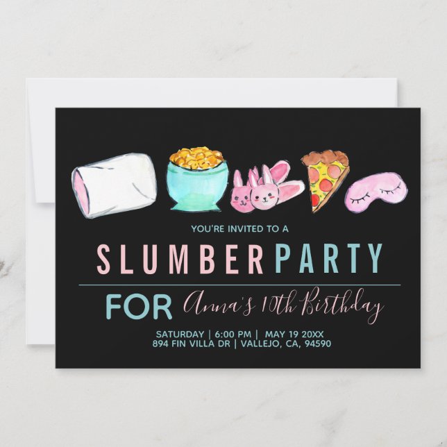 Invitación de cumpleaños de fiesta flojo con sueño (Anverso)