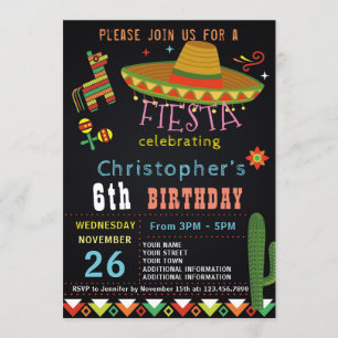 INVITACIÓN DE CUMPLEAÑOS DE FIESTA MEXICANA   FIES