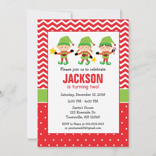Invitación de cumpleaños de fiesta navideña de due (Anverso)