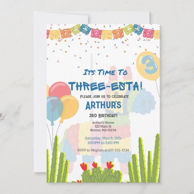 Invitación de cumpleaños de Fiesta para niños de t (Anverso)