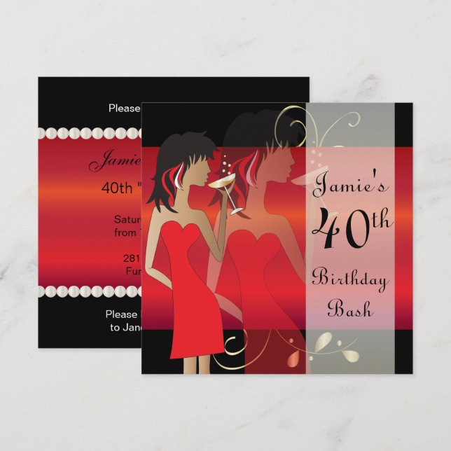 Invitación de Cumpleaños de Fiesta Personalizada B (Anverso / Reverso)