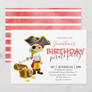 invitación de cumpleaños de fiesta pirata
