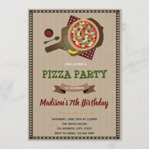 Invitación de cumpleaños de Fiesta Pizza