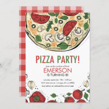 Invitación de cumpleaños de Fiesta Pizza