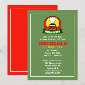 Invitación de cumpleaños de Fiesta Pizza para niño